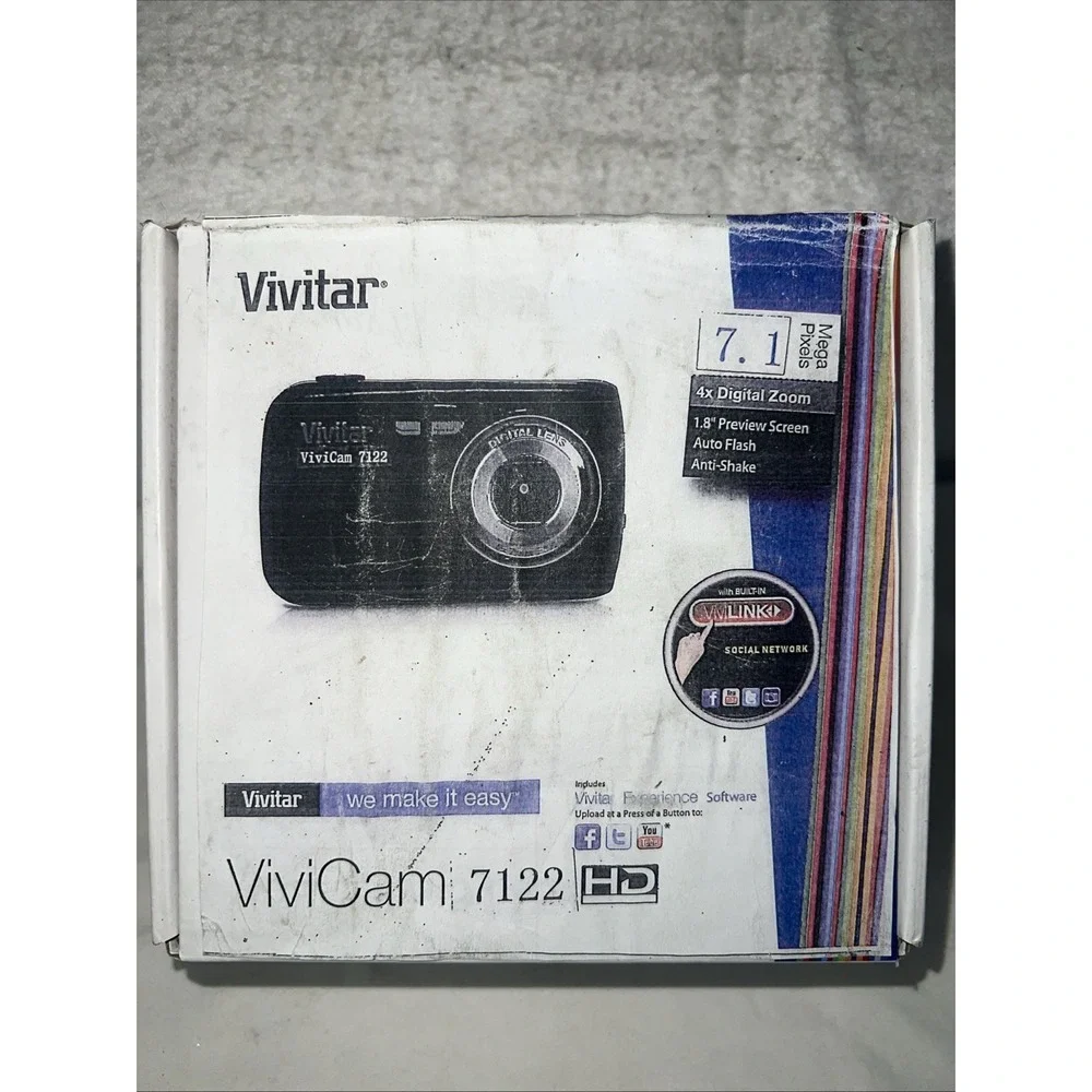 Vivitar ViviCam 7122 Digital Camera 7.1MP Purple Open Box Compact Point Shoot